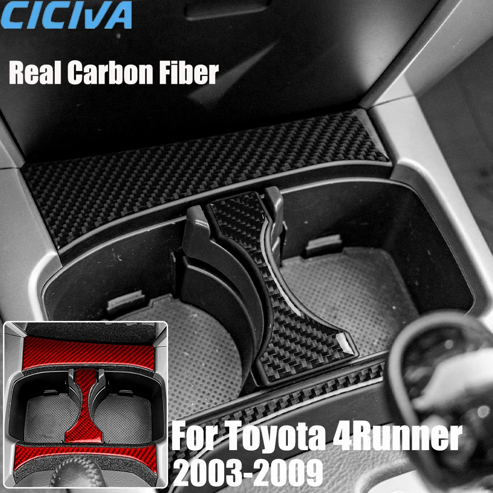 

Real Carbon Fiber Car Accessories Cup Holder Trim Cover Soft Sticker For Toyota 4Runner 2003 2004 2005 2006 2007 2008 2009