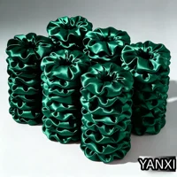1/6/20/60/100pcs bulk satin emerald dark green scrunchies suitable women elegant 10cm headwear hair ties accessories casual cute - Image 2