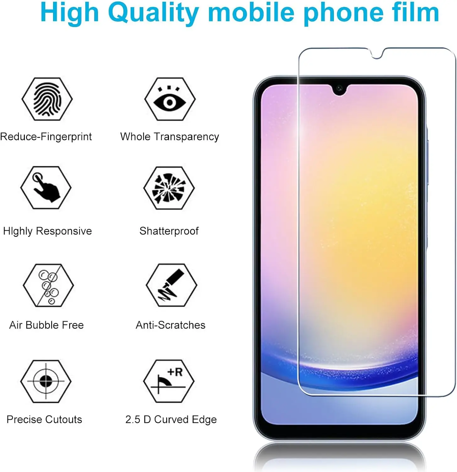 Vetro proteggi schermo 9H per Samsung Galaxy A25 5G 2/4 pezzi pellicola in vetro temperato HD