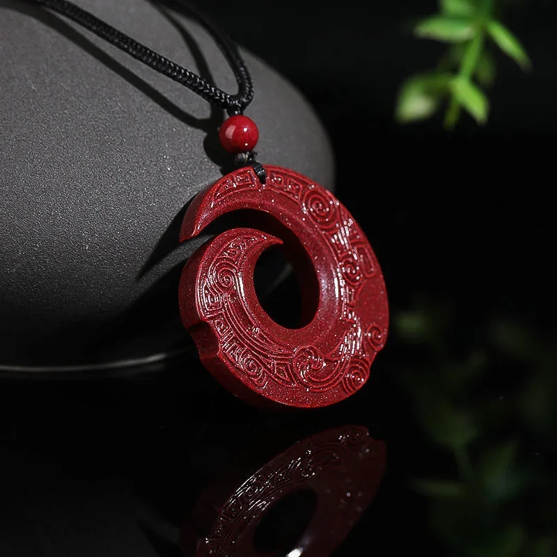 UMQ Natural Cinnabar Pendant High Content Imperial Zijin Sand Time To Time Pendant Transporter Jewelry