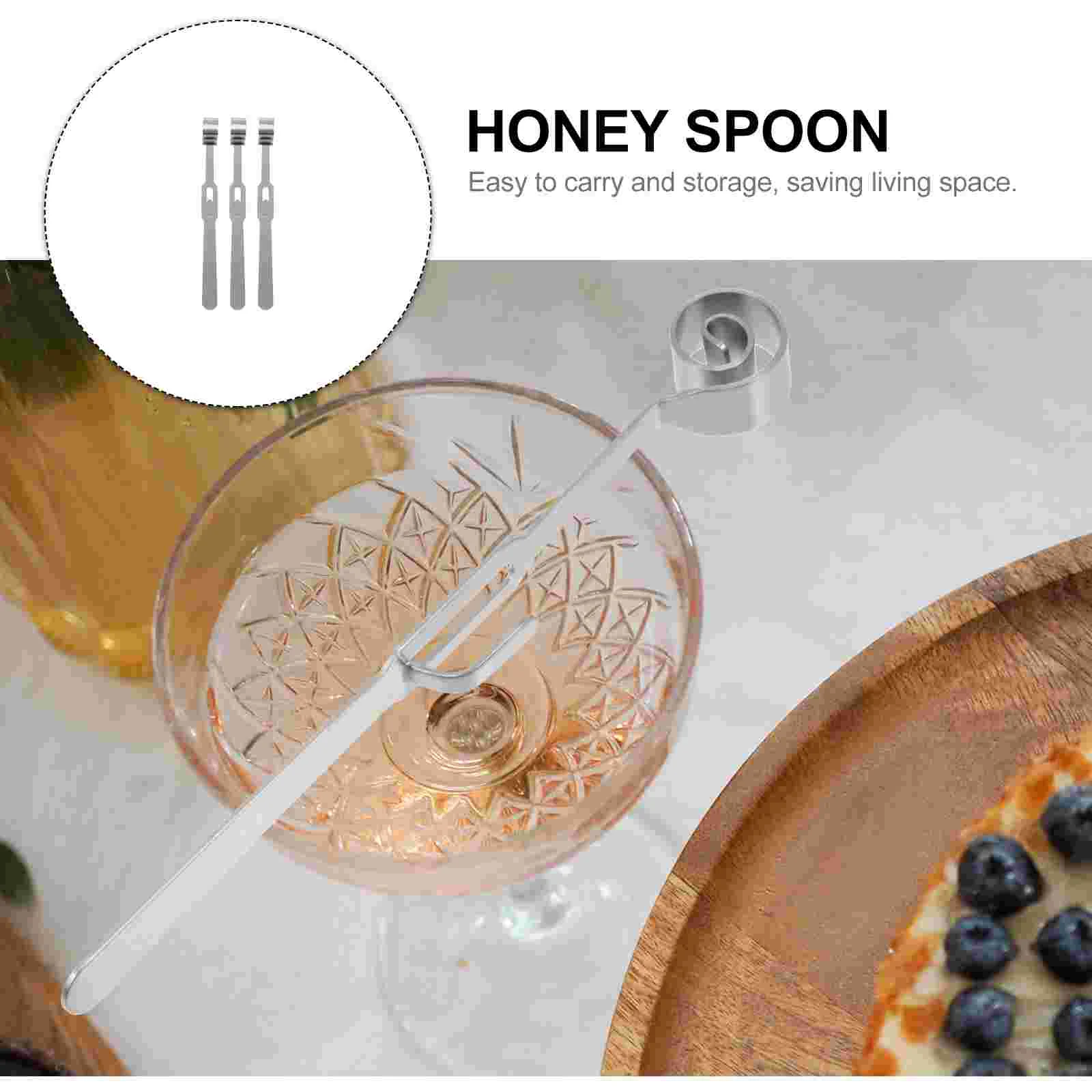 3 Pcs Simple Syrup Honey Spoon Rod Wand Supply Housewarming Gift Stainless Steel Dipper Silver Stirring Coffee Stick