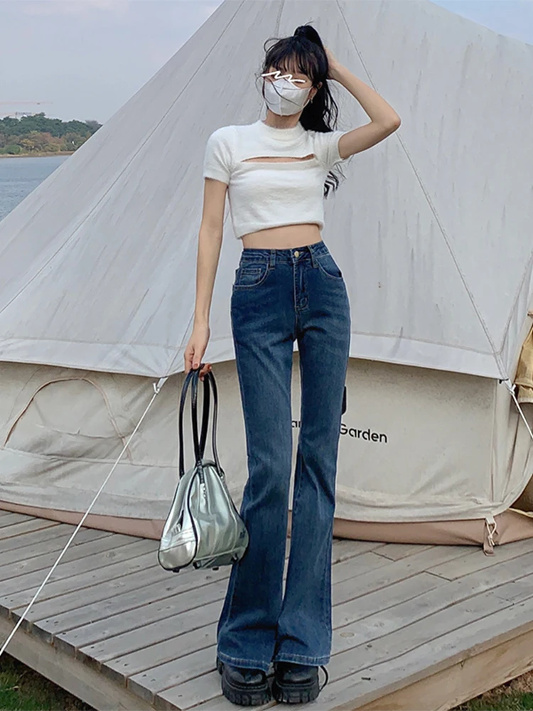 

Джинсовые джинсы Bell Bot с высокой талией, длинные для более высоких женщин, летние модные хлопковые эластичные женские джинсы премиум-класса в стиле ретро