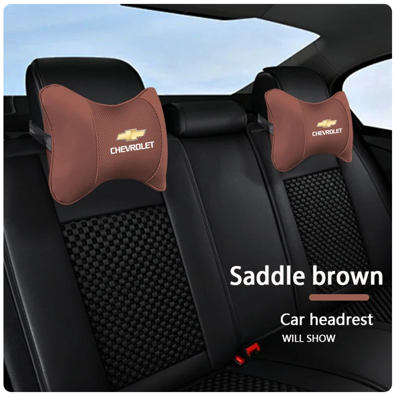 Reposacabezas de cuero para asiento de coche, almohada cómoda de espuma viscoelástica para el cuello, interior de coche para Chevrolet Silverado Beat Groove Volt Lacetti SS Trax