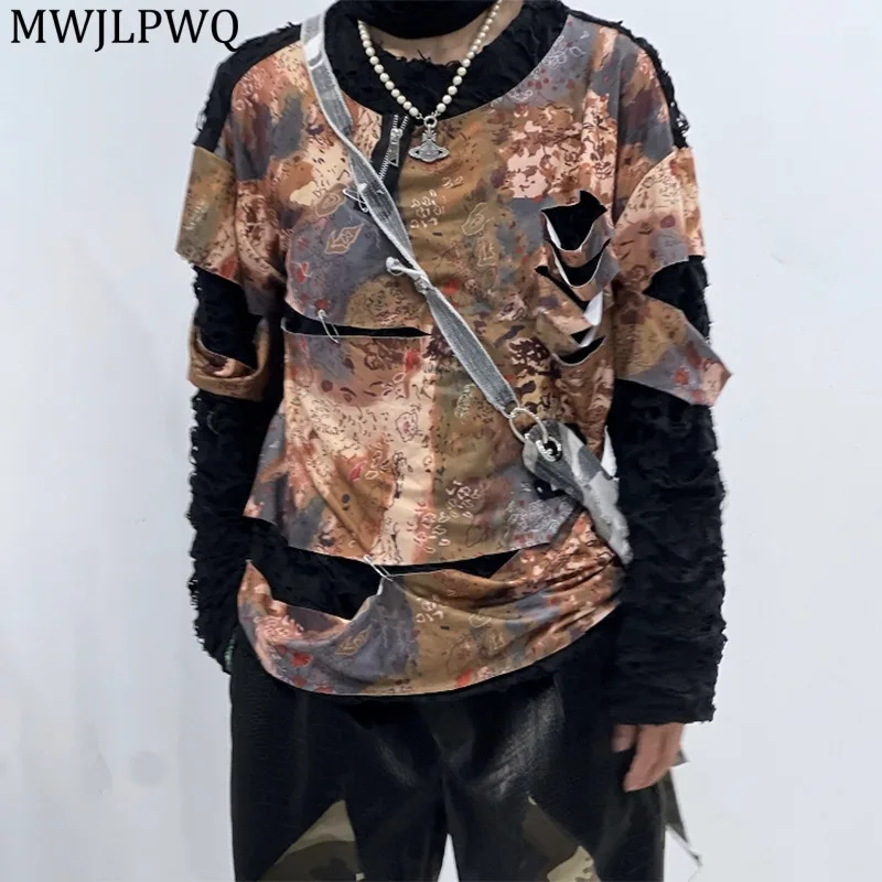 

MWJLPWQ Мужские футболки с принтом HIphop, уличная одежда на молнии с длинными рукавами, свободные повседневные топы для пар, осень 20984