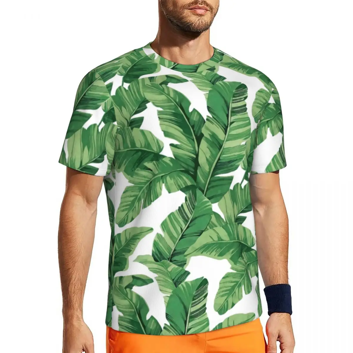 Banana Leaf Running T Shirt Summer Tropical Print Y2K Basic T Shirts Hip Hop Tshirt For Mens Printed Tops Plus Size 6XL