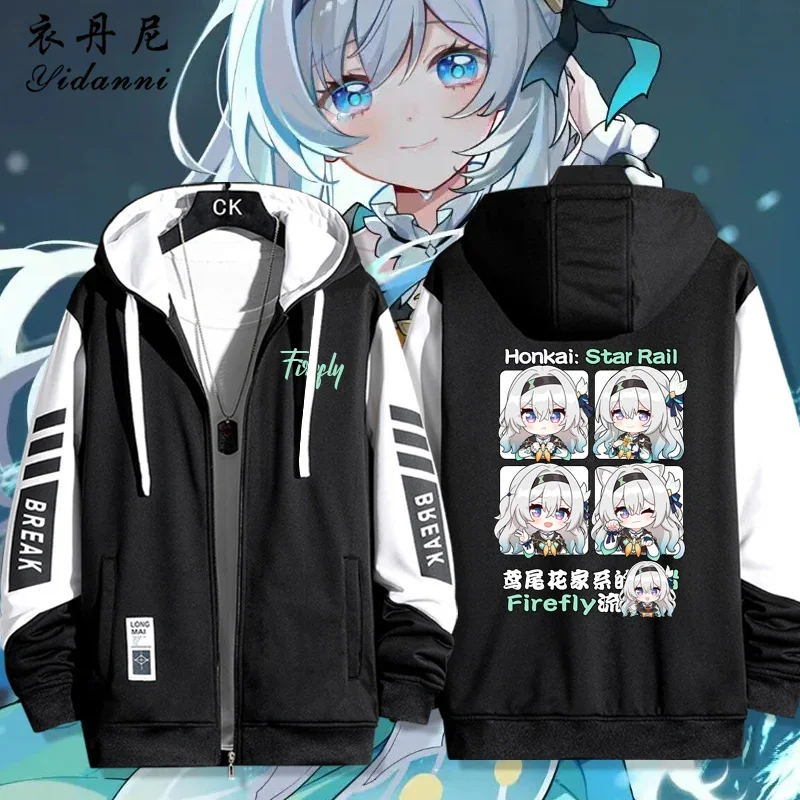 2025 NEW Game Honkai: Star Rail Firefly Long Sleeve Jacket Zipper Hoodie Women Men Fashion Student Hooded Spring Autumn Coat