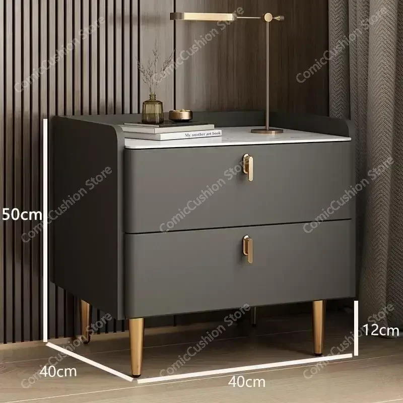 Luxury 2/3 Drawers Solid Wood Bedside Table Storage Dresser Cabinet Nightstands Slate Mini Night Stands for Bedroom Furniture