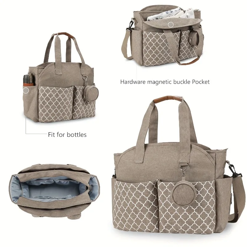 Large Capacity  Mummy Bag Spacious Convertible Handbag Shoulder Bag with Multiple Compartments Outdoor Travel Daily Use
