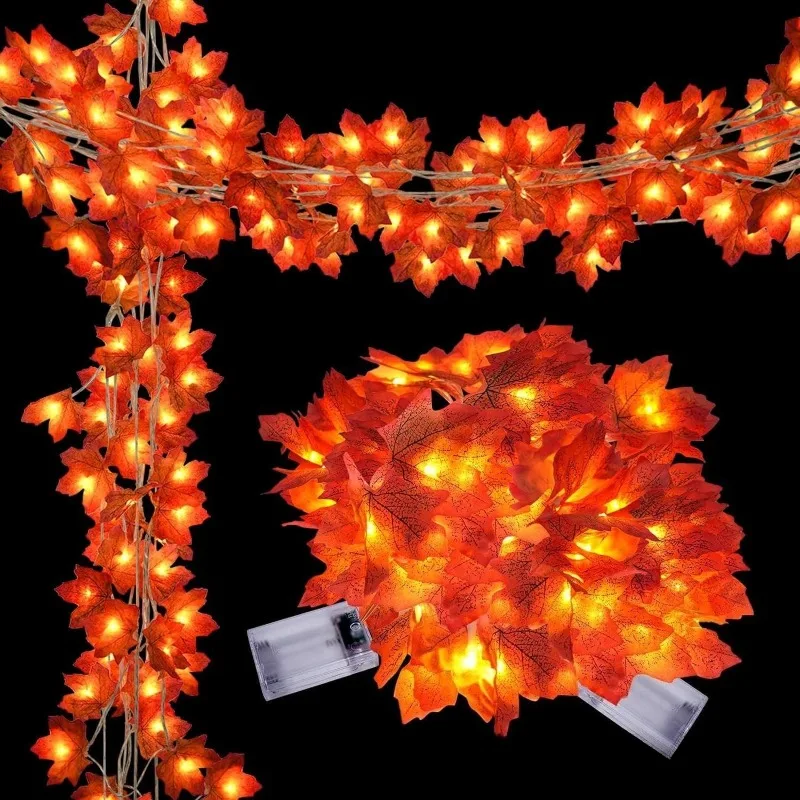

1PC Maple Leaf String Lights 1.5m 10 LED Lights for Halloween Outdoor Autumn Thanksgiving Decor Waterproof Atmosphere Light