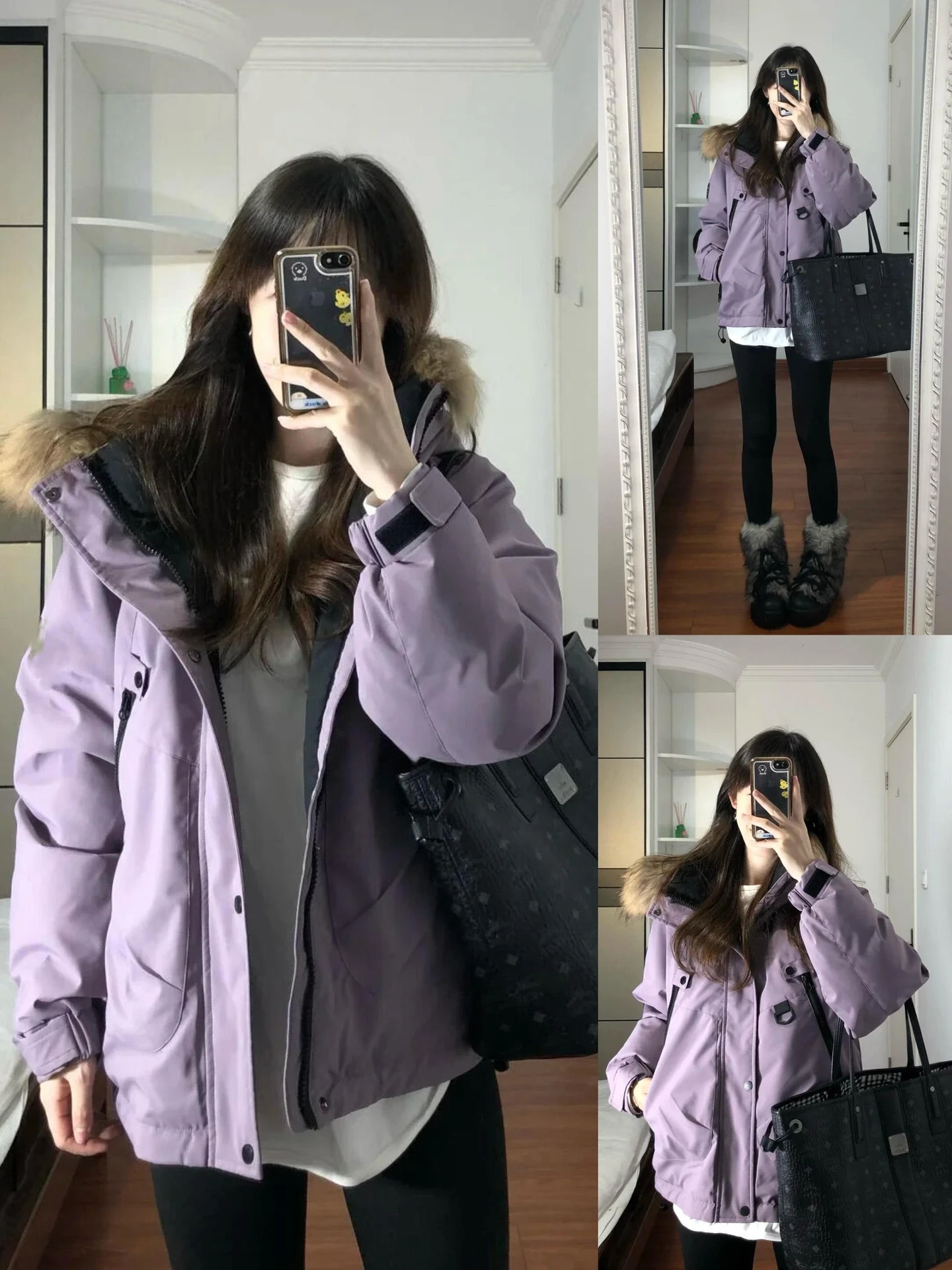 

Thiened Cotton Parka Coat Women's Winter Large Size Fat MM Match All Workwear Jaet with Hood Big Fur Collar Commute Sle