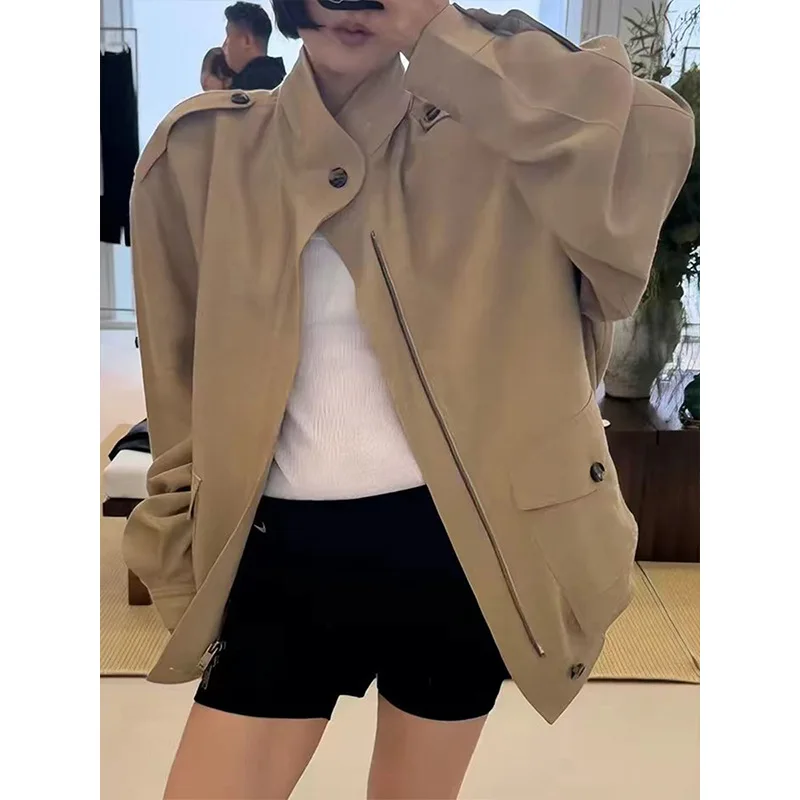 Autumn Long Sleeves and Small Stand Collar Short Cotton Jacket for Women