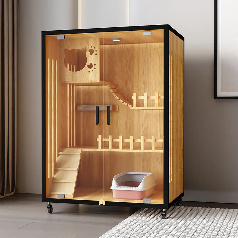 Household wooden cat villa pet cabinet oversized free space luxury cat cage