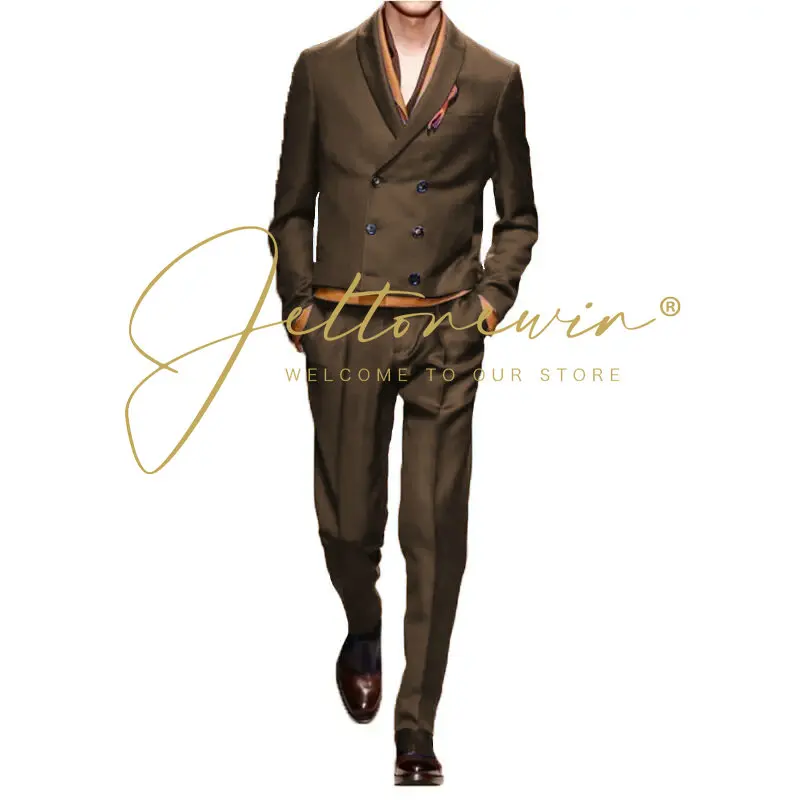 Latest Coat Pant Design 2025 Double Breasted Suits Men 2 Piece Set Formal Tuxedo Slim Fit Men Clothing Wedding Prom Dresses