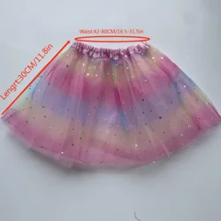 Candy colored mesh TUTUTU dress skirt with a small short skirt featuring sparkling stars and moon patches