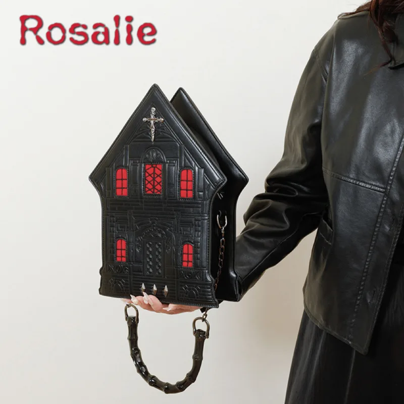 

Уникальные креативные готические сумки на плечо с заклепками, женские сумки на плечо 2025 года, новая модная модная сумка через плечо в форме дома, новинка, сумка