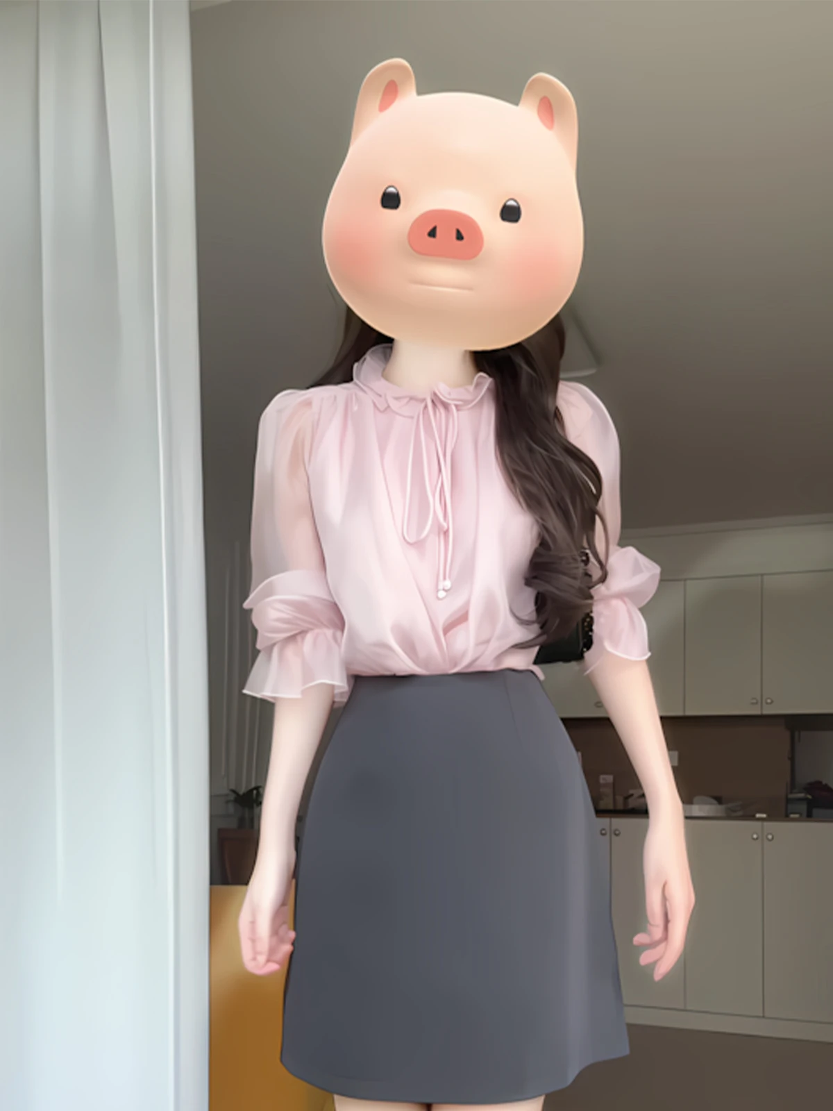 قميص أنيق بياقة مستديرة وأكمام طويلة، بلوزة وردية بحاشية دانتيل للعمل، مريحة للبشرة وقابلة للتنفس، قصة مستقيمة بأكمام منتفخة،...