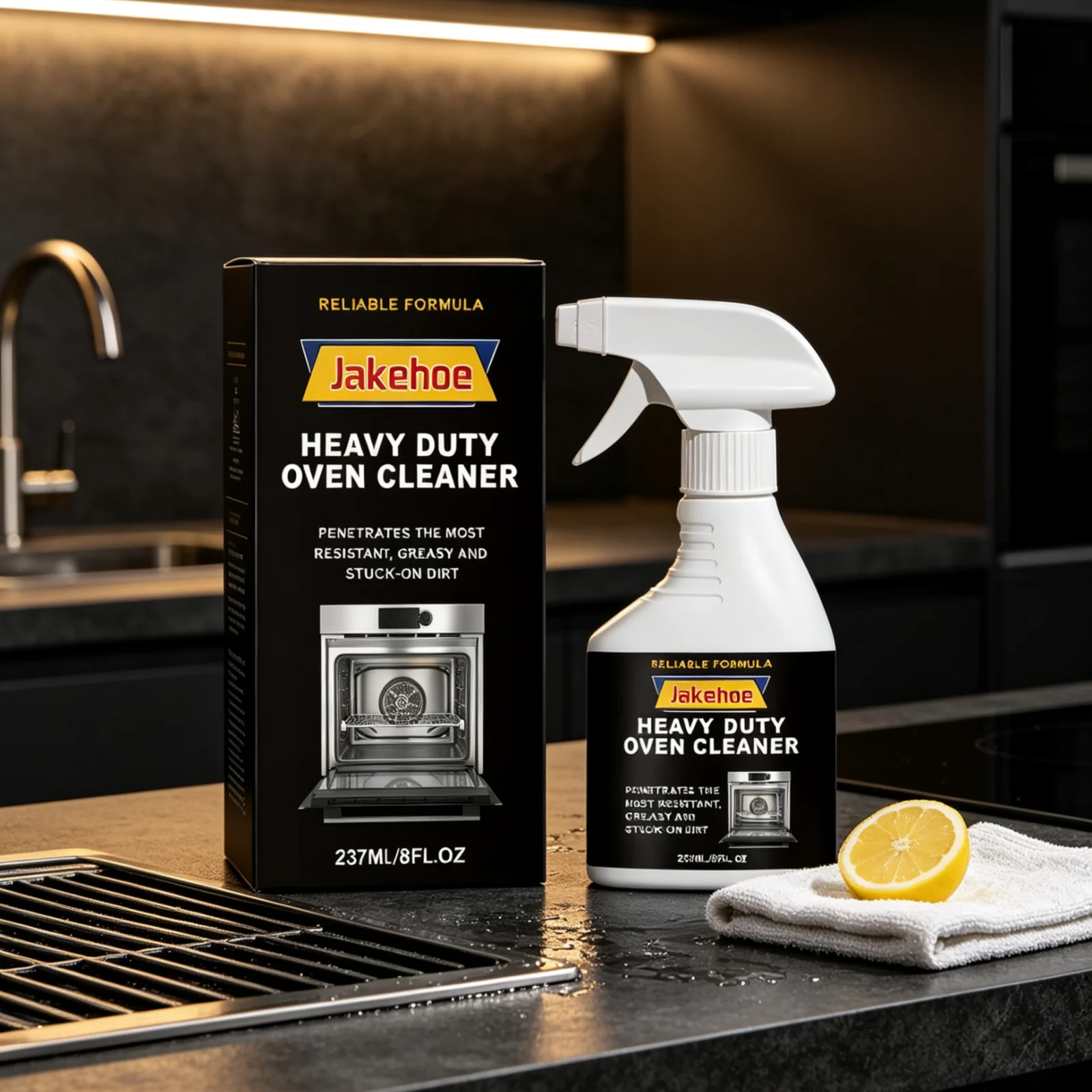 Jakehoe Oven Cleaner Spray Remove Stubborn Grease High Cleaning Power Fresh Odor Non Corrosive Gentle Oven Degreaser Spray 237ml