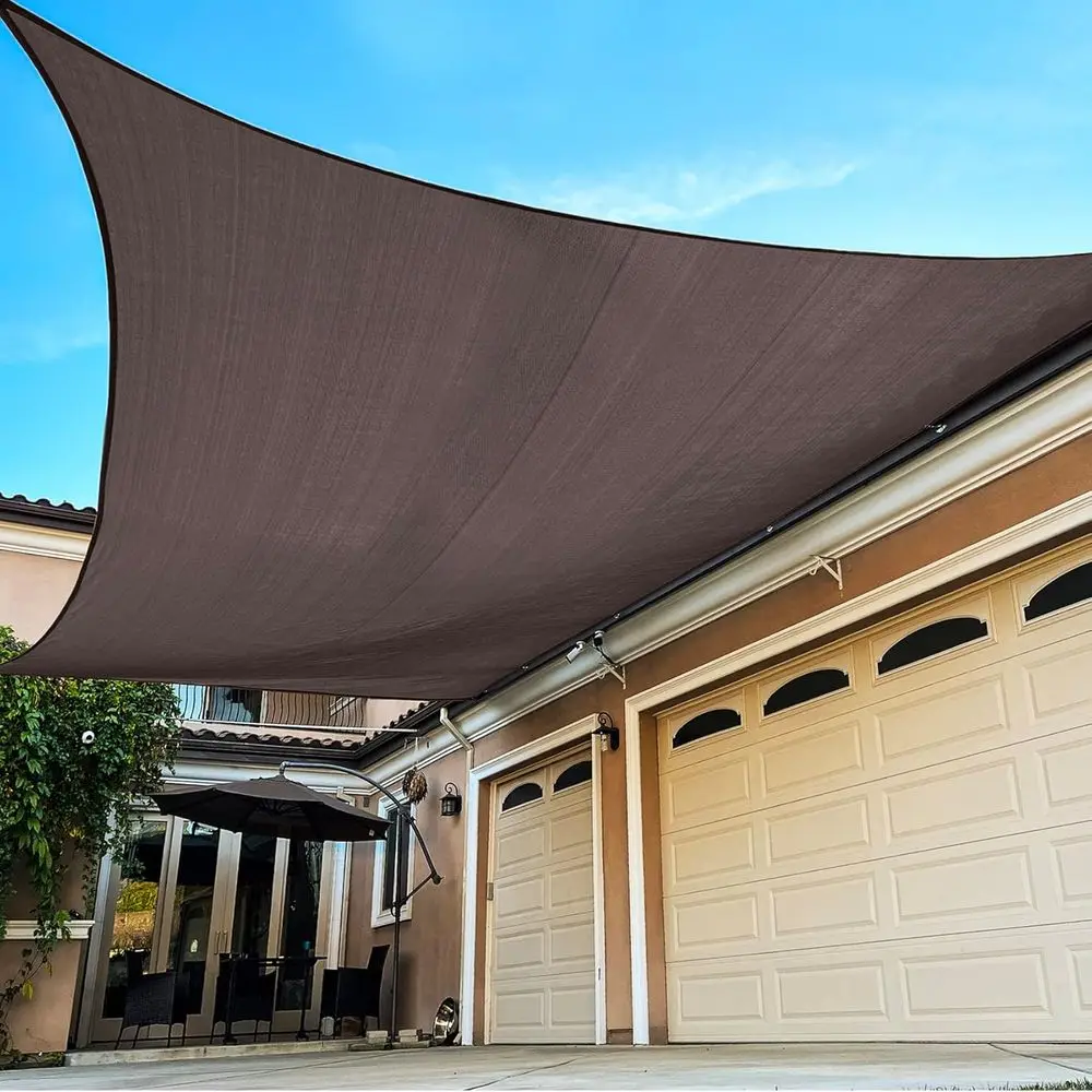 

Тент-парус, 16' x 26' (4,87 x 7,92 м) для патио, уличный тент-покрытие – солнцезащитная ткань для навеса, перголы, сада, двора, автостоянки (коричневый)