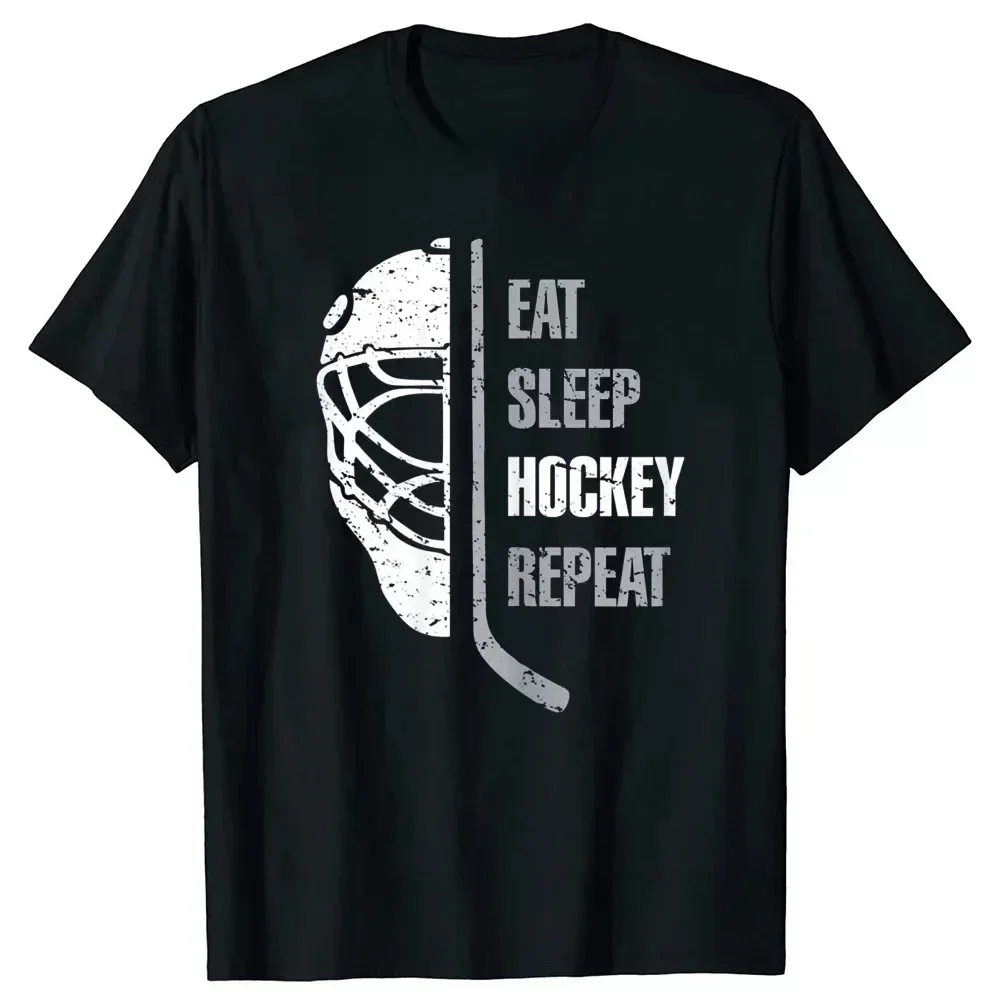 Harajuku Men Casual Short Sleeve Tees Tops  T-shirt Funny Ice Hockey Player Retro Goalkeeper O-Neck Cotton T Shirt streetwear