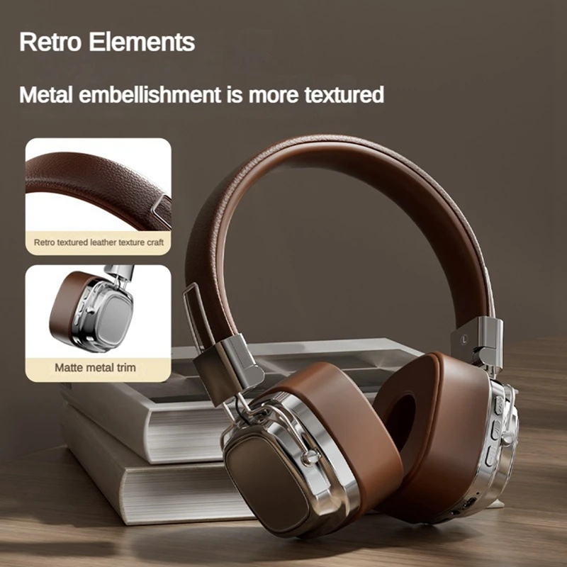 

Y16A Retro Classic over Ear Headsets Studio Stereo Bluetooth5.3 Wireless Headphones Touch Control Type C Earphones,A