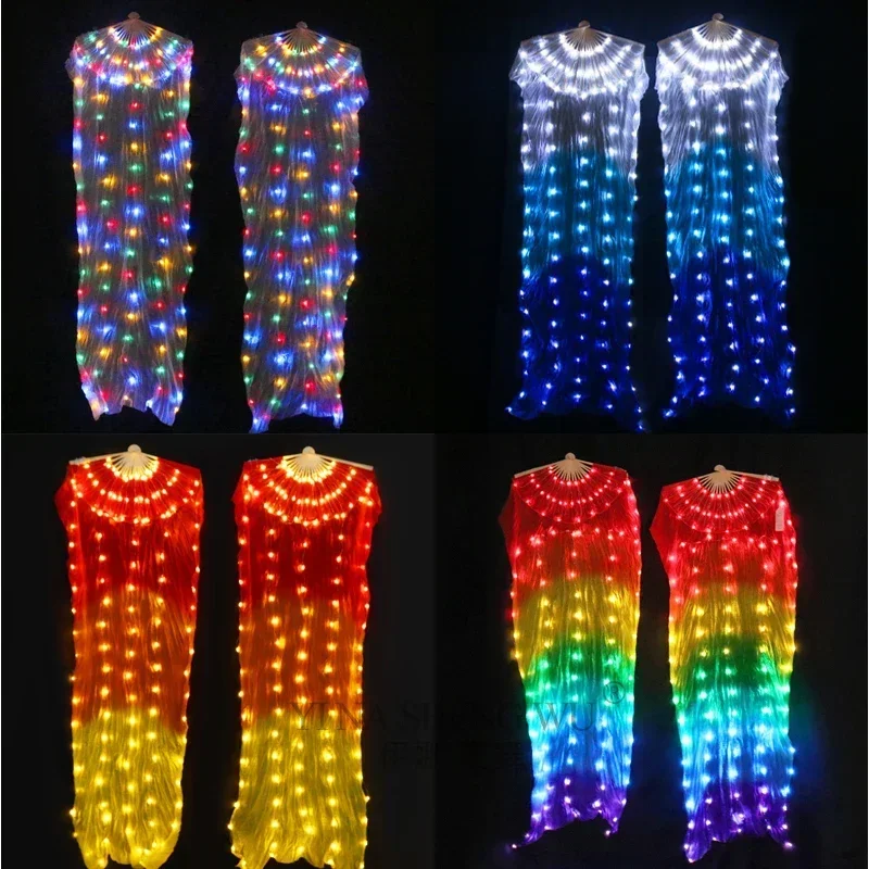 

LED Belly Dance Fan Veil Rainbow Color Carnival Performance Props Bellydance Hand Fan 1pc / 1 Pair Wholesale