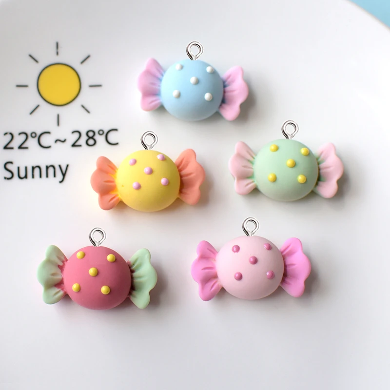 10Pcs Kawaii Polka Dots Candy Resin Charms Sweet Earrings Bracelet Pendant Accessories DIY Phone Car Keychain Flat Back Decorate