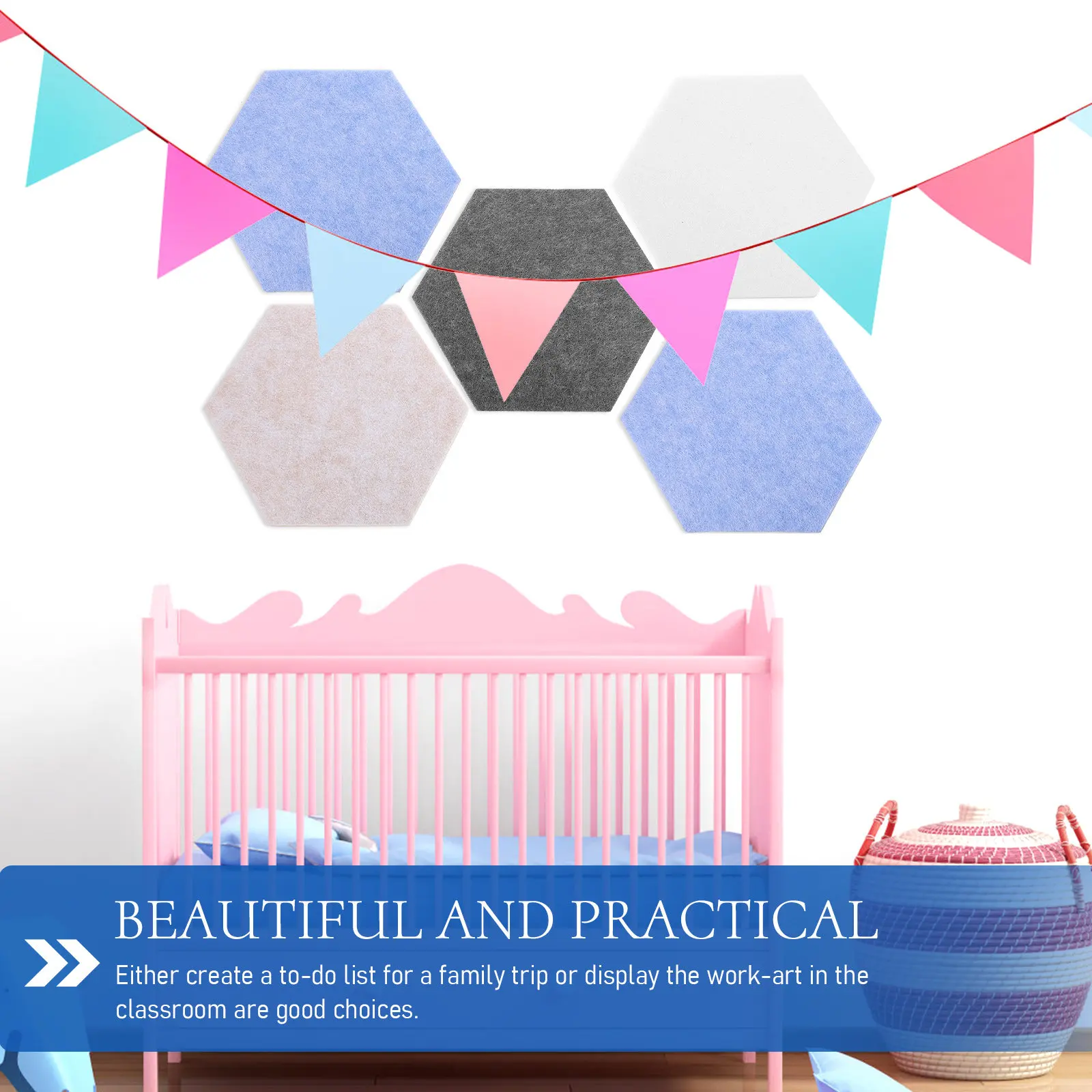 

Набор из 8 шестигранных фетровых досок-наклеек для заметок, износостойкие, для дома и офиса, фетровые шестиугольные плитки