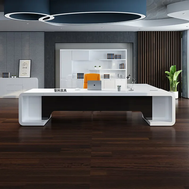 Modern Executive Desk Large Office Table Simple Painted Manager Workstation Computer Desk with Chair Set for Home Office