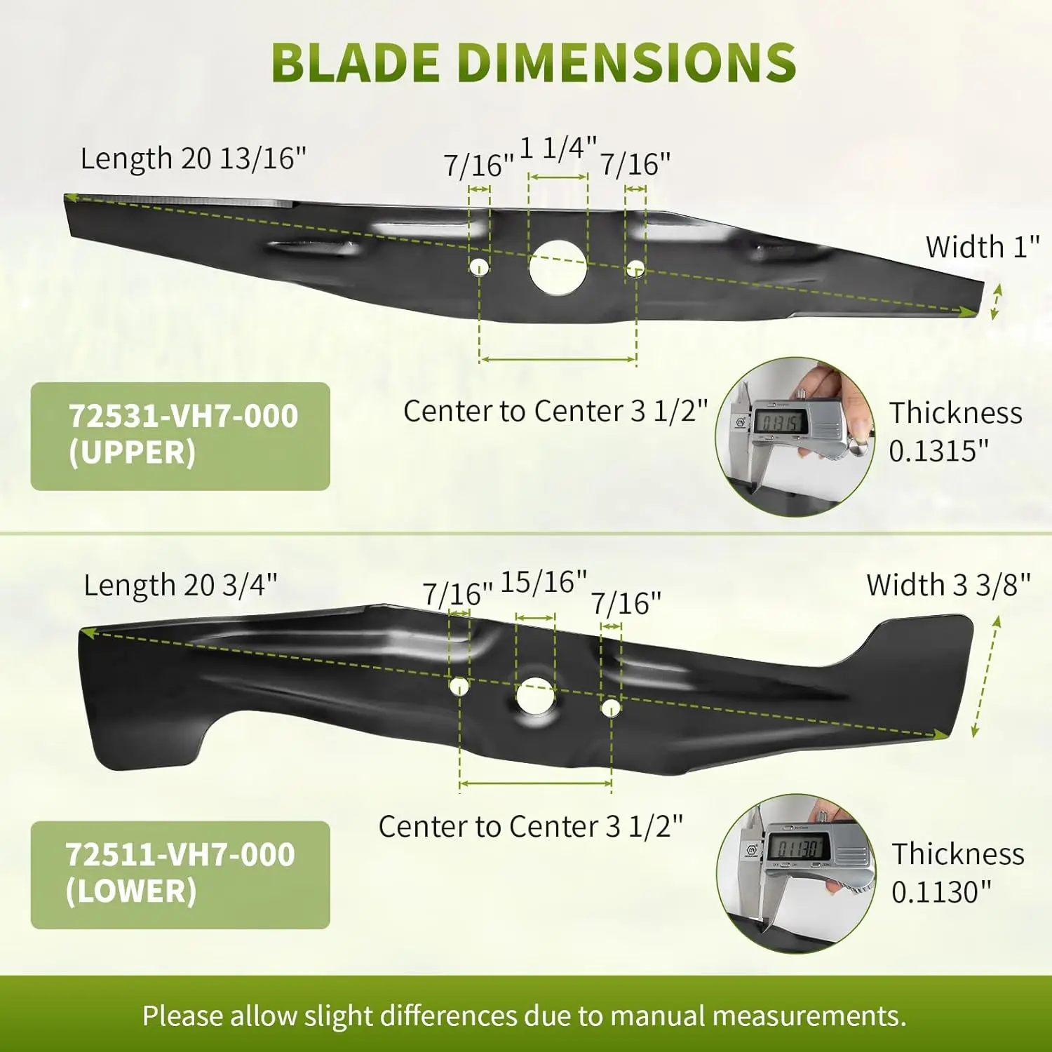 Replacement 72531-VH7-000 (Upper) & 72511-VH7-000 (Lower) Blades Kit, Compatible with 21\