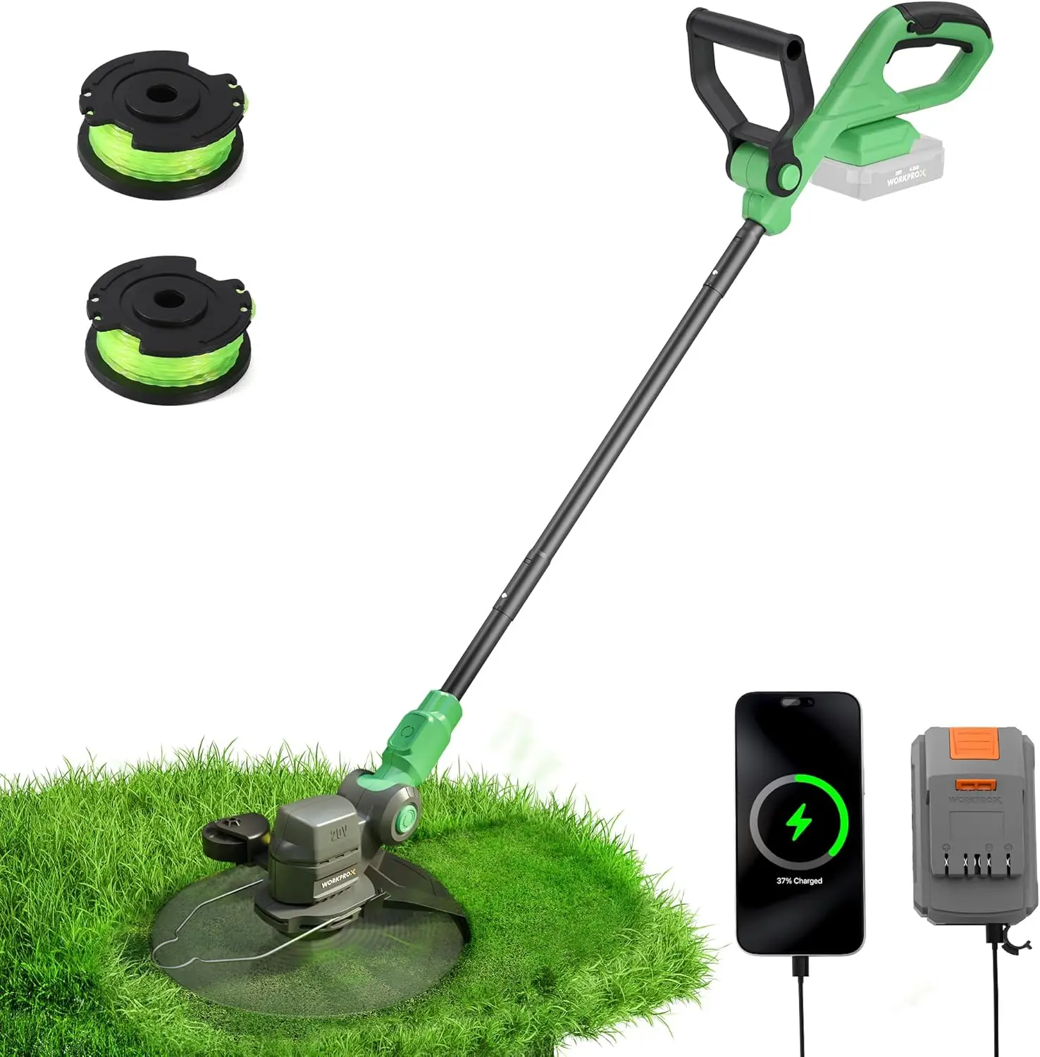 

12" 20V Cordless Weed Wacker, 2-in-1 String Trimmer & Edger with Auto Feed, 4.0Ah Battery