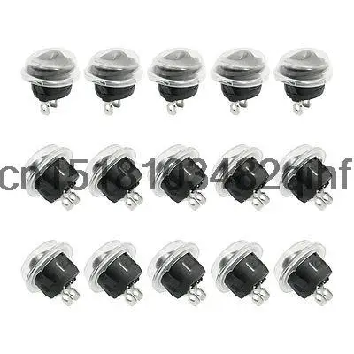 15 Pcs 6A/4A 250VAC 10A 125VAC 2Pin SPST Round Head ON/OFF Rocker Switch w Cover