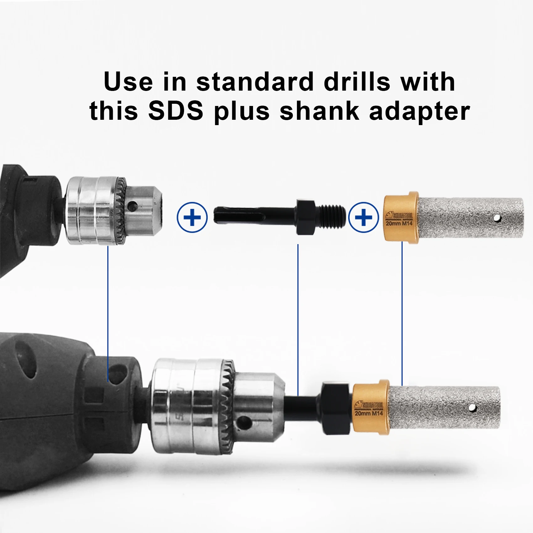 SHDIATOOL M14 3pcs Dry Diamond Finger Milling Chamfer Set Porcelain Tile Granite Marble Beveling Ceramic Oxford Cloth Kit Tools