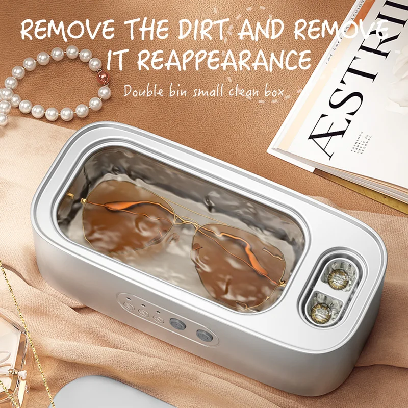 High Frequency Double Bin Ultrasonic Cleaner, Adjustable Vibration for Full Jewelry Cleaning Household Use