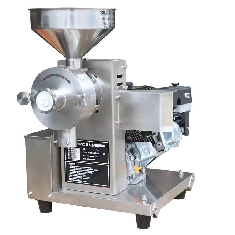 

Mobile Electric Start Grain Grinder Stainless Steel Disc Mill For Five Grains Spices Herbs Superfine Powder Mobile Commercial