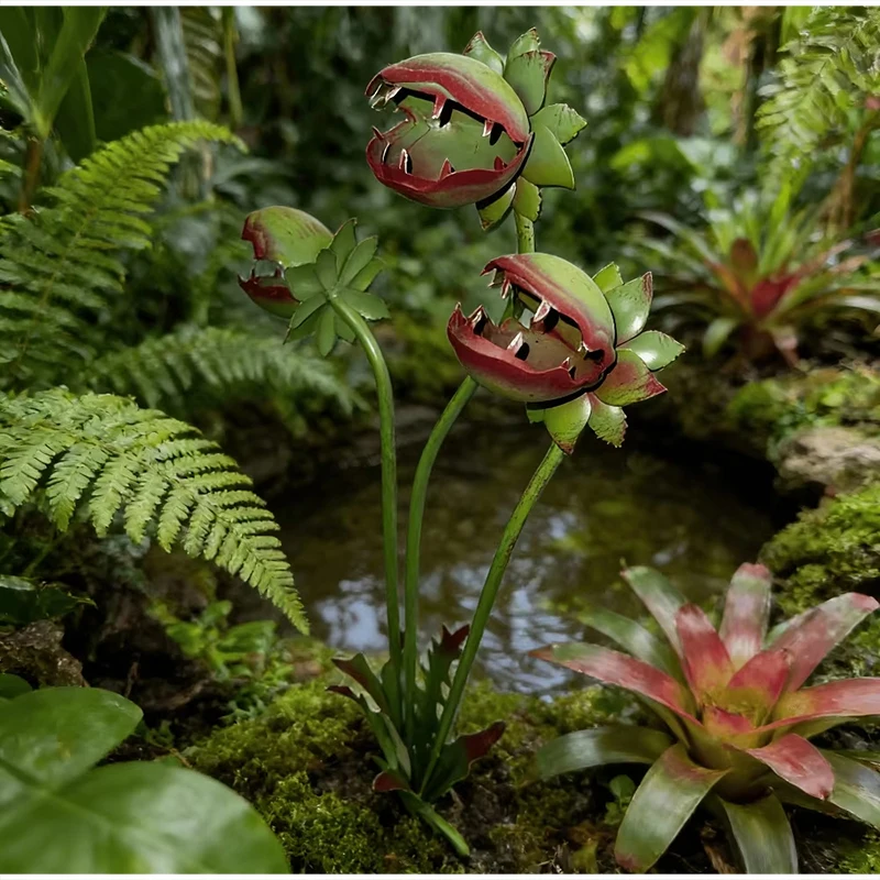 Fleischfressende Pflanze Gartenstecker, Verspielte Metall-Blumen Gartendekoration, Gotische Gartendeko, Lustige Outdoor-Gartenskulptur, Halloween – Detail 5