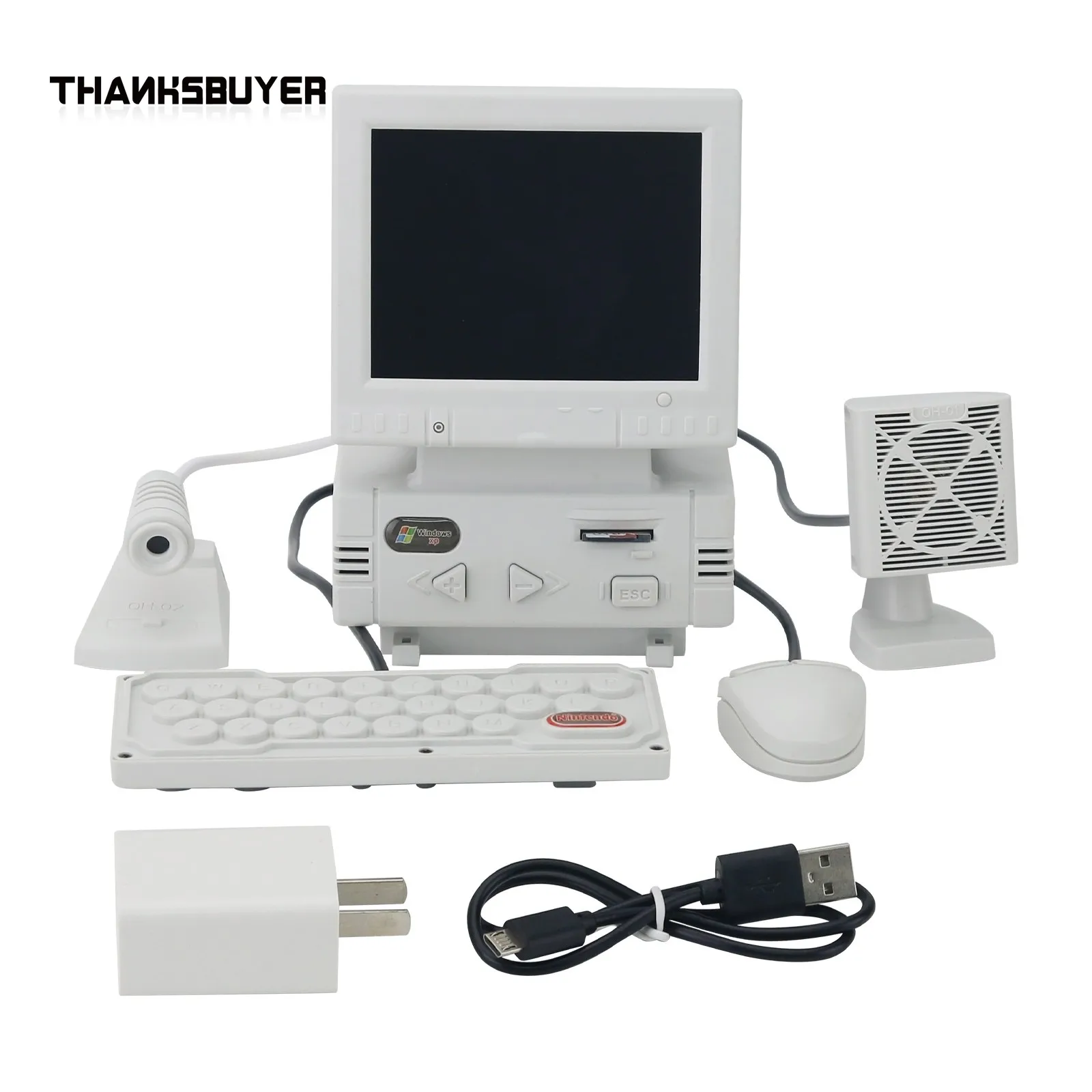 DIY Retro Mini Computer-design Game Console Support AV Input HD 3.5-inch LCD Screen with 8G Memory Card