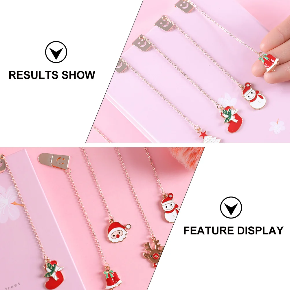 

5 Pcs Light Bookmark Creative School Novel Bookmarks Metal with Chain for Reading