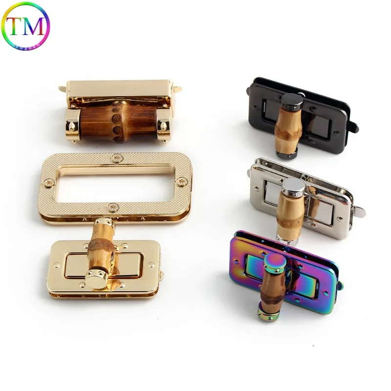 1-5-10 conjuntos 43x2 5mm & 61x33mm bambu turn lock snap lock para bolsa sacos bolsa torção fivelas fechamento fechos decoração acessórios