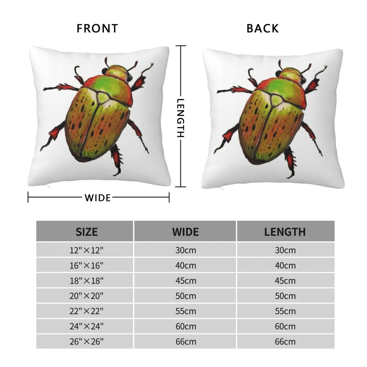 Australian Christmas Beetle Square Pillowcase Polyester Linen Velvet Pattern Zip Decorative Pillow Case Room Cushion Cover