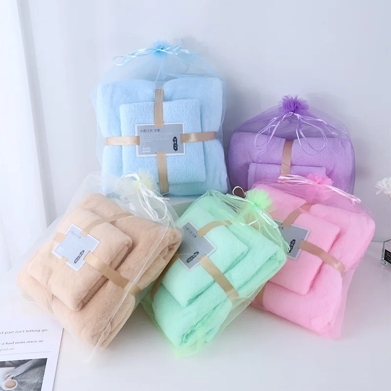 2PC Bath Towels Set Super Soft Highly Absorbent Quick-drying Coral Velvet Bath Towel For s Hotel & Spa Use