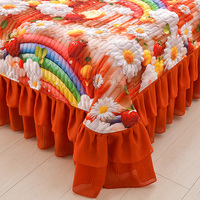 Bonenjoy Double Bedspread Printed Bed Linen Ruffles Bed Cover Quilted Mattress Protector Soft Sheets (Pillowcase Need Order)
