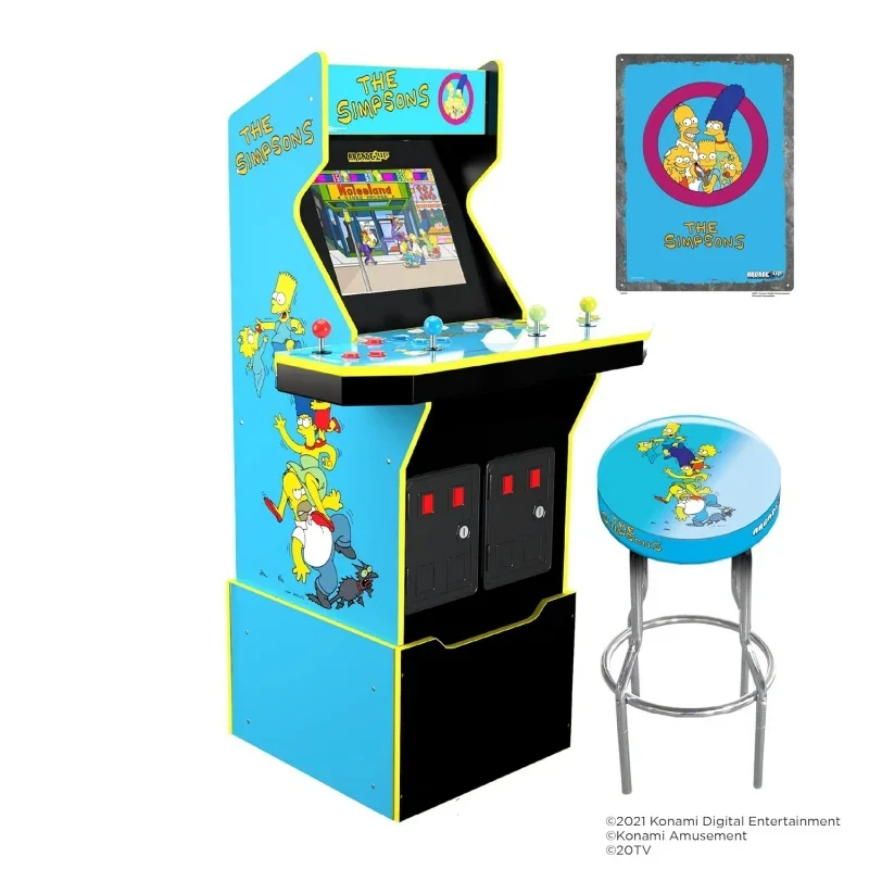 The Simpsons Arcade Machine, 4-Foot — 4 Playerame for Home, Live WiFi Enabled — Includes Custom Ris