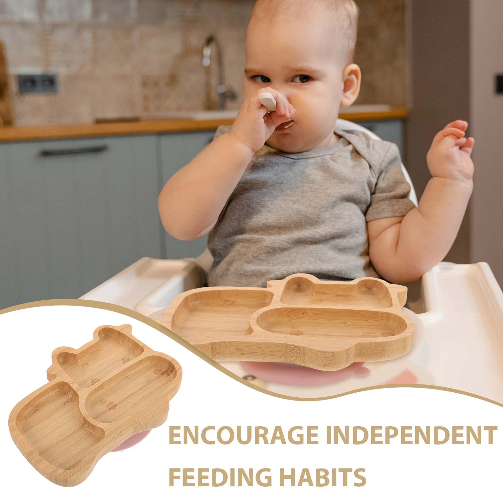 

Suction Cup Toddler Plate Plate Baby Feeding Utensils Divided Toddler Plates Kids Tableware Set Small Cow Design