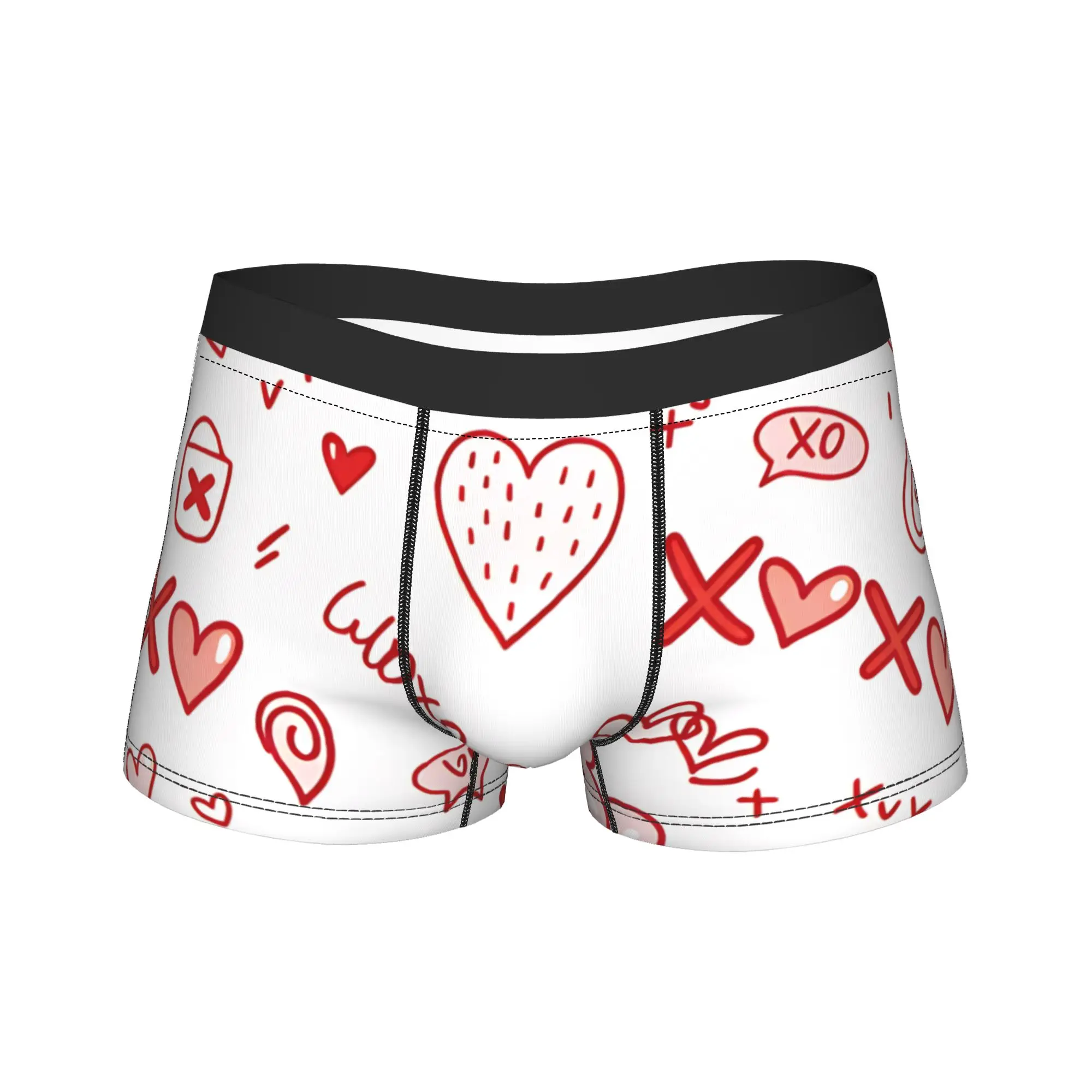 Red Love Hearts Trunk Valentines Day Pouch Underwear High Quality Custom  Briefs Comfortable Men Underpants Plus Size 2XL