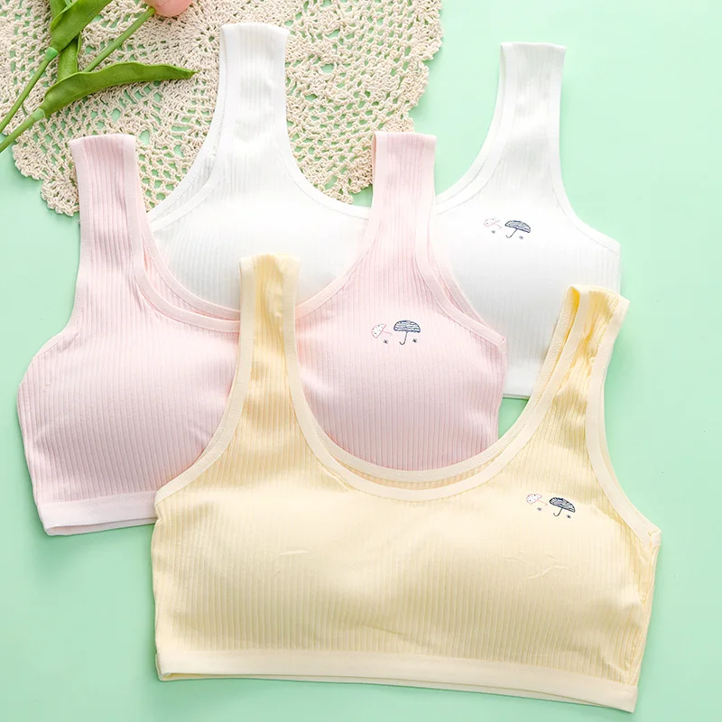 Adolescence Student Sports Bra Girls' Pure Color Simple Vest Bra Lightweight Breathable Soft and Comfortable Underwear Vest