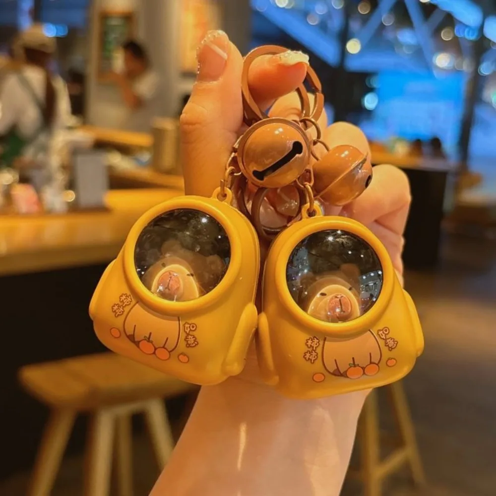 Забавный брелок с капибарой Капибалы, космическая капсула, мультяшный светящийся брелок со светящимся подвесным аксессуаром, подарок