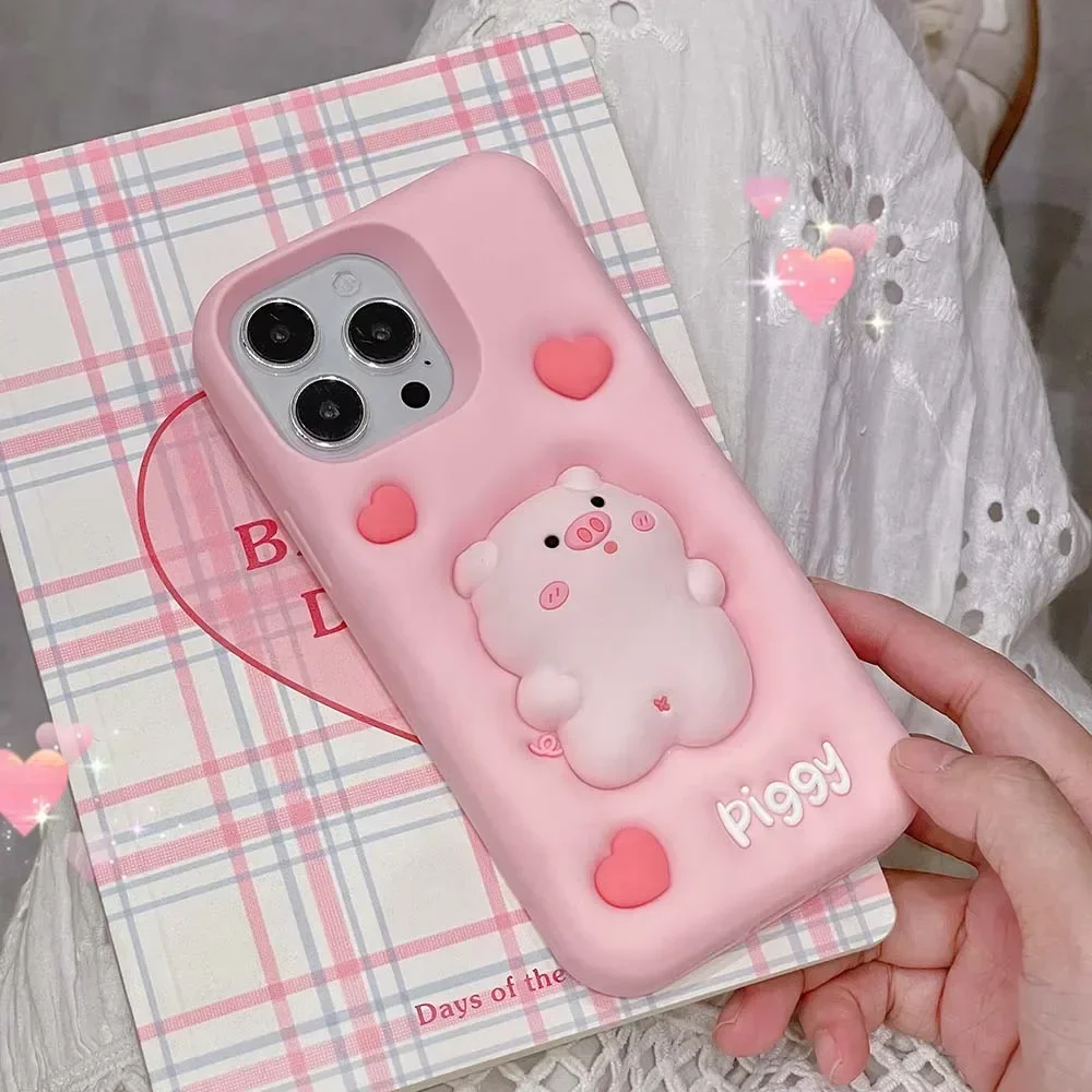 Press Pig Style Case For iPhone 14 13 12 11 Pro Max Soft Silicone Shockproof Fashion Cover Skin