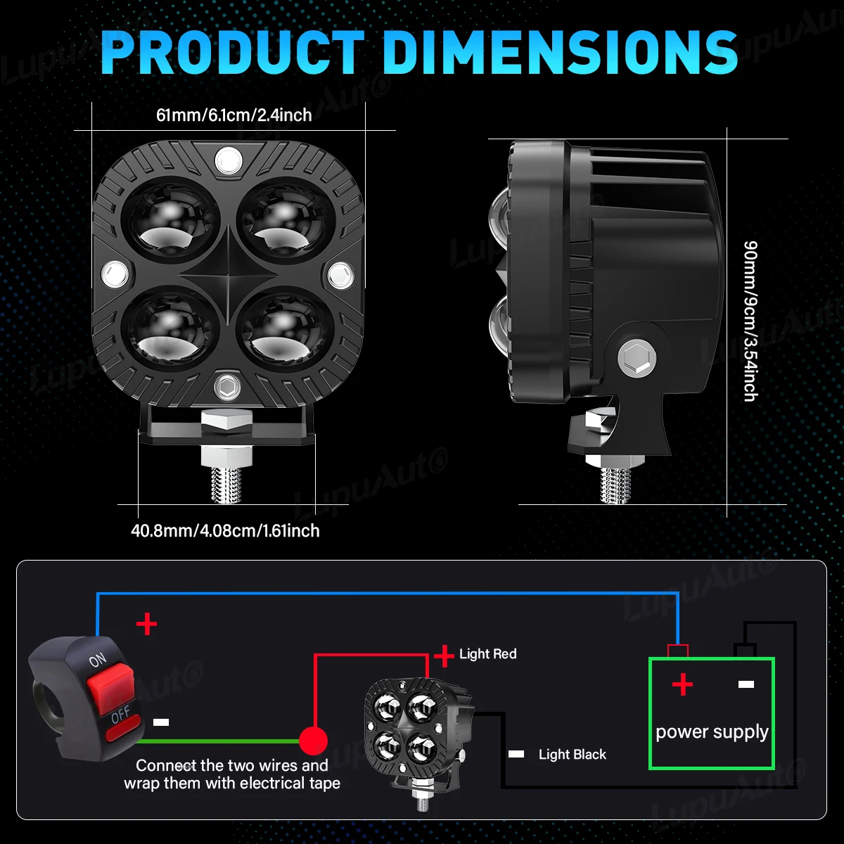 3 بوصة دراجة نارية صغيرة Led ضوء العمل مربع سيارة أصفر أبيض الأضواء 12 فولت 24 فولت لسيارة الأصفر الضباب مصباح 4x4 قبالة الطريق الضباب مصباح