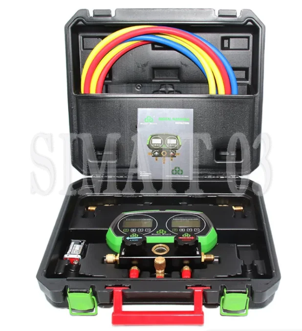 ST-B268D Electronic Fluoride Gauge Display Manifold Tester Refrigerant Double Pressure Gauge Car Air Conditioning Leak Detection