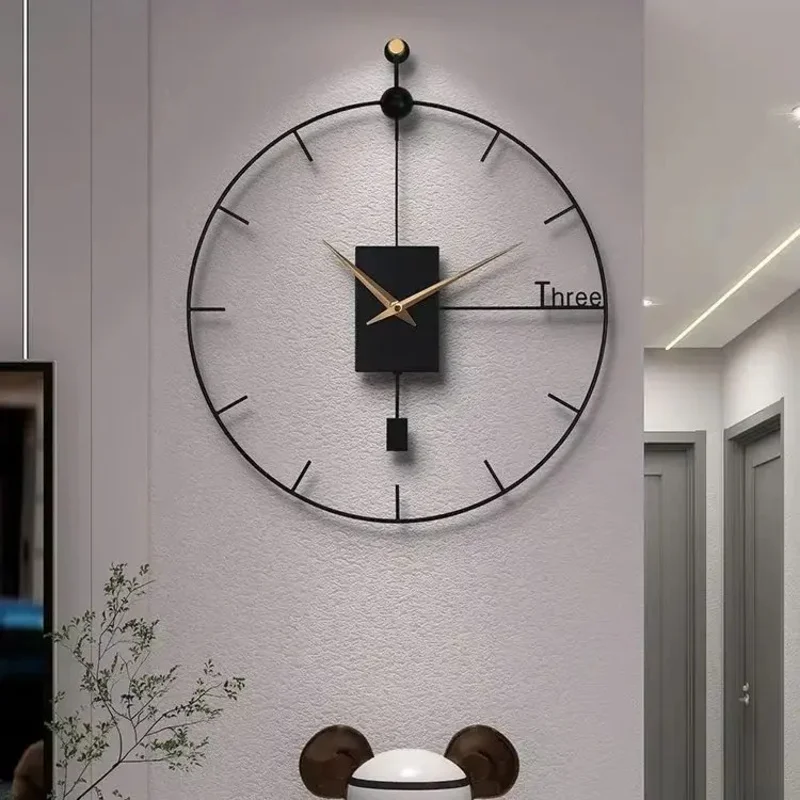 

Stylish Luxury Swingable Wall Clocks Living Room Modern Vintage Pendulum Clock Large Brief Wall Clock for Home Decor, Nordic